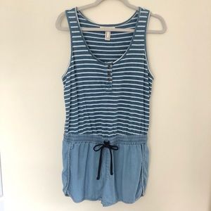 Life in Progress Striped Demin Romper